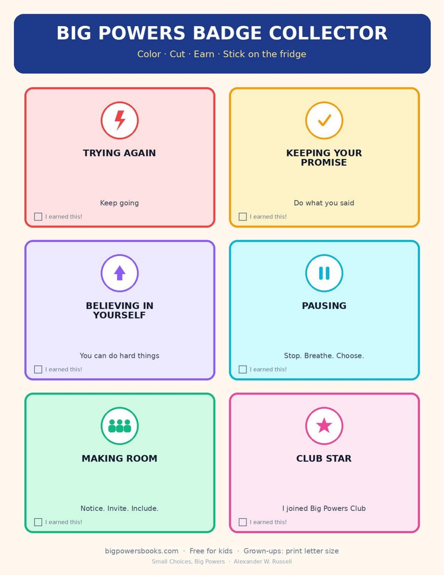 Printable Big Powers Badge Collector preview